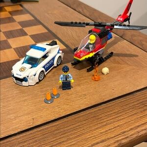 2 Lego sets: LEGO City Fire Rescue Helicopter 60411 + Police Patrol Car 60239